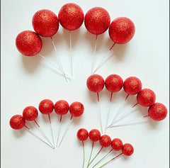 GLITTER FAUX STYROFOAM BALLS CAKE TOPPERS
