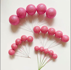 GLITTER FAUX STYROFOAM BALLS CAKE TOPPERS