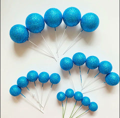 GLITTER FAUX STYROFOAM BALLS CAKE TOPPERS