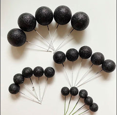 GLITTER FAUX STYROFOAM BALLS CAKE TOPPERS