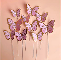 LINES DETAIL WING PAPER BUTTERLIES TOPPERS 10 PCS SET