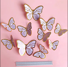LINES DETAIL WING PAPER BUTTERLIES TOPPERS 10 PCS SET