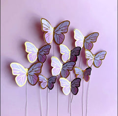 LINES DETAIL WING PAPER BUTTERLIES TOPPERS 10 PCS SET
