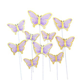 FINE GOLD DETAIL WING PAPER BUTTERLIES TOPPERS 10 PCS SET