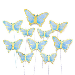 FINE GOLD DETAIL WING PAPER BUTTERLIES TOPPERS 10 PCS SET