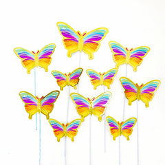 FINE GOLD DETAIL WING PAPER BUTTERLIES TOPPERS 10 PCS SET