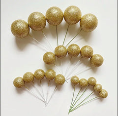 GLITTER FAUX STYROFOAM BALLS CAKE TOPPERS