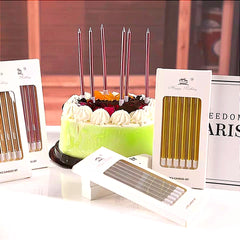 STRAIGHT METALLIC BIRTHDAY CANDLES 6PCS