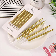 STRAIGHT METALLIC BIRTHDAY CANDLES 6PCS