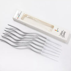 WAVY METALLIC BIRTHDAY CANDLES 6PCS