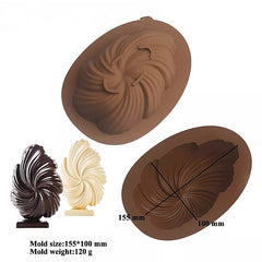 SPIRAL RIDGES 3D LARGE EGG CHOCOLATE MOULD 2PC SET