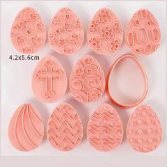 EASTER EGGS COOKIE CUTTER WITH EMBOSSER SET 10 PCS