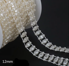 SMALL PEARLY SQUARES AND CIRCLES RIBBON 1.2CM