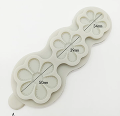 SMOOTH EDGES STITCHED PETALS FLOWER HEAD MOULD 3 SIZES