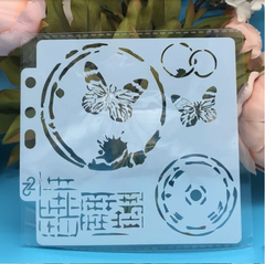 BUTTERFLY AND ABSTRACT PATTERNS MINI COOKIE STENCIL 13 BY 13 CM