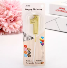 GOLDEN HAPPY BIRTHDAY NUMBER CANDLES