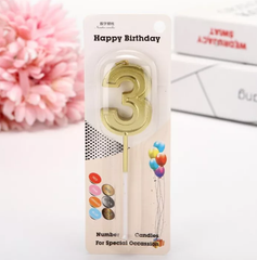 GOLDEN HAPPY BIRTHDAY NUMBER CANDLES