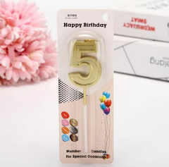 GOLDEN HAPPY BIRTHDAY NUMBER CANDLES