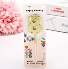 GOLDEN HAPPY BIRTHDAY NUMBER CANDLES
