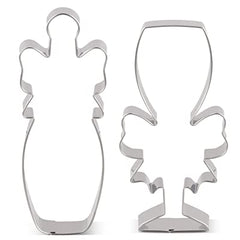 CELEBRATORY CHAMPAGNE BOTTLE AND GLASS COOKIE CUTTER SET 2PCS