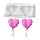 MINI GEOMETRIC/ORIGAMI HEARTS CAKESICLES/ICE POP/LOLLIPOP MOULD 2 PCS