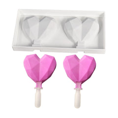 MINI GEOMETRIC/ORIGAMI HEARTS CAKESICLES/ICE POP/LOLLIPOP MOULD 2 PCS