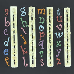 ORIGINAL FUNKY CHUNKY LOWER CASE ALPHABET TAPPITS/CUTTERS SET 4PCS