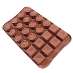 MINI ASSORTED DESIGNS SQUARES & CIRCLES CHOCOLATE MOULD 24 CAVITY