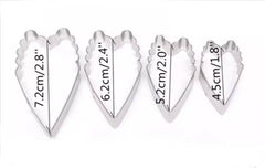 STAINLESS STEEL HEART PEONY PETAL CUTTER SET 4 PCS A326