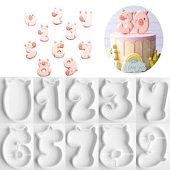 CUTE LARGE PIGLET NUMBER CUTTER SET 0-9