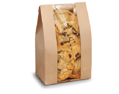 PLAIN BROWN GUSETTED COOKIE BAGS WITH WINDOW (NON POLYCOATED)