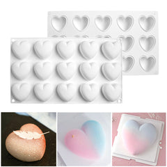 3D MINI SMOOTH LOVE HEARTS CHOCOLATE MOUSSE MOULD 15 PCS