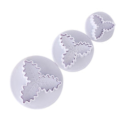 3 PIECE HOLY/ CHRISTMAS PLANT PLUNGER CUTTER SET 3 PCS