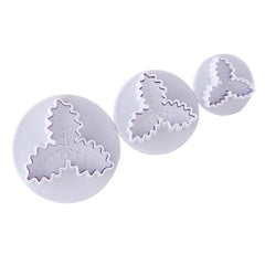 3 PIECE HOLY/ CHRISTMAS PLANT PLUNGER CUTTER SET 3 PCS