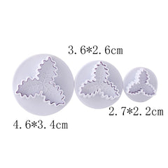 3 PIECE HOLY/ CHRISTMAS PLANT PLUNGER CUTTER SET 3 PCS