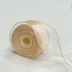 CHIFFON / ORGANZA RIBBON WITH GOLD EDGES 4 CM