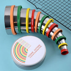 MULTICOLORED STAINLESS STEEL ROUND COOKIE CUTTER SET 12 PCS