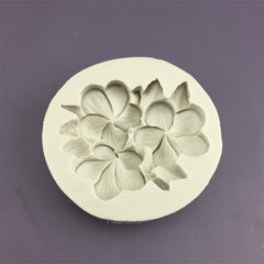 OPEN PLUMERIA FLOWER WITH LEAVES MOULD