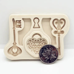 MINI LOVE HEART LOCK AND KEYS MOULD