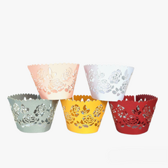 LASER CUT MINI ROSES CUPCAKE CAGES/WRAPPERS  - {12 Pcs}