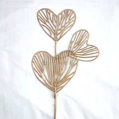 ARTIFICIAL GOLD LOVE HEART TROPICAL LEAF TOPPER 3PCs