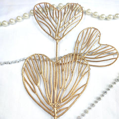 ARTIFICIAL GOLD LOVE HEART TROPICAL LEAF TOPPER 3PCs