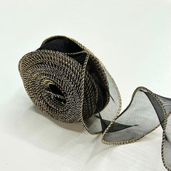 CHIFFON / ORGANZA RIBBON WITH GOLD EDGES 4 CM