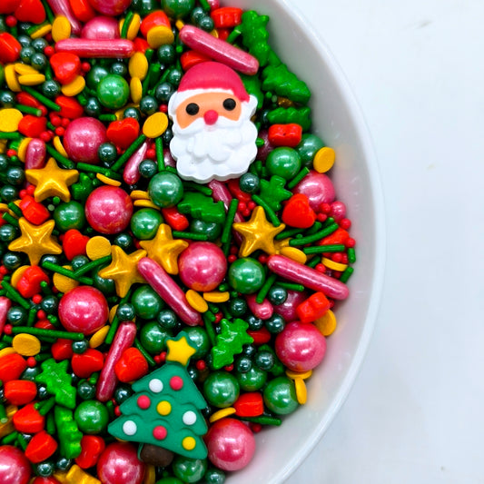CHRISTMAS MIX WITH SANTA AND CHRISTMAS TREE SPRINKLES 125GMS 2422