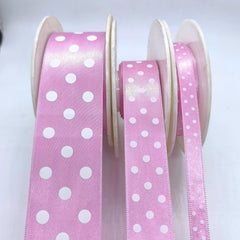 PINK WITH WHITE POLKA DOTS RIBBON