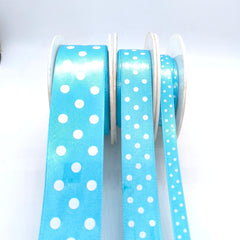 TURQUOISE BLUE WITH WHITE POLKA DOTS RIBBONS