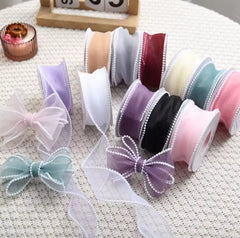 CHIFFON / ORGANZA RIBBON WITH PEARLY EDGES