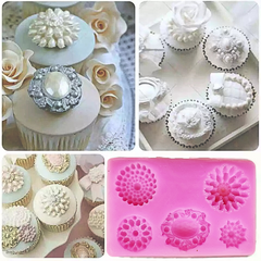 ASSORTED PEARL BROOCHES MOULD 5PCS (PINK)