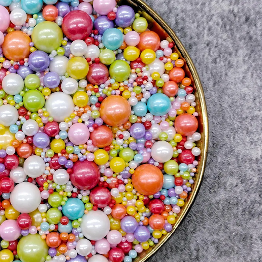 MIXED SIZES RAINBOW SUGAR PEARLS 125 GMS 1220
