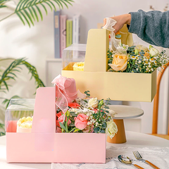 CAKE AND FLOWERS BOX WITH CLEAR BENTO BOX INSERT